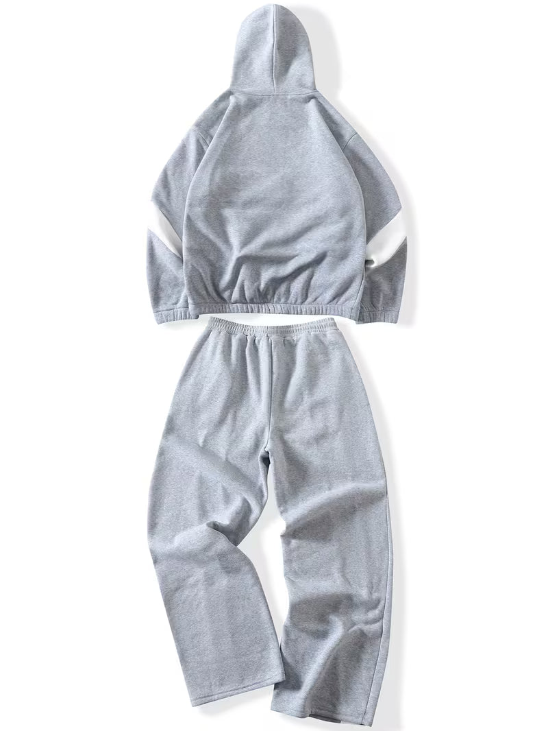 SkeaTech Skater Hoodie & Jogger Set – Light Grey