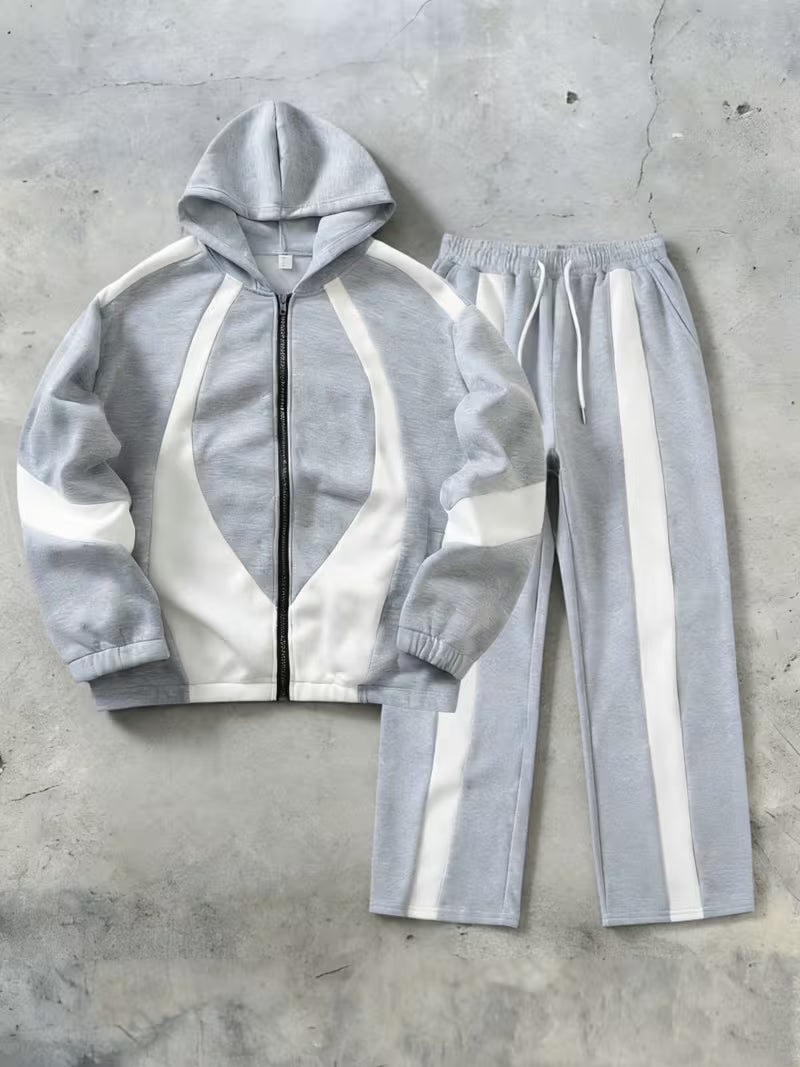 SkeaTech Skater Hoodie & Jogger Set – Light Grey